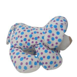 Fiesta Plush Polka Dot Puppy Dog White W/ Blue & Purple Dots #S1-B